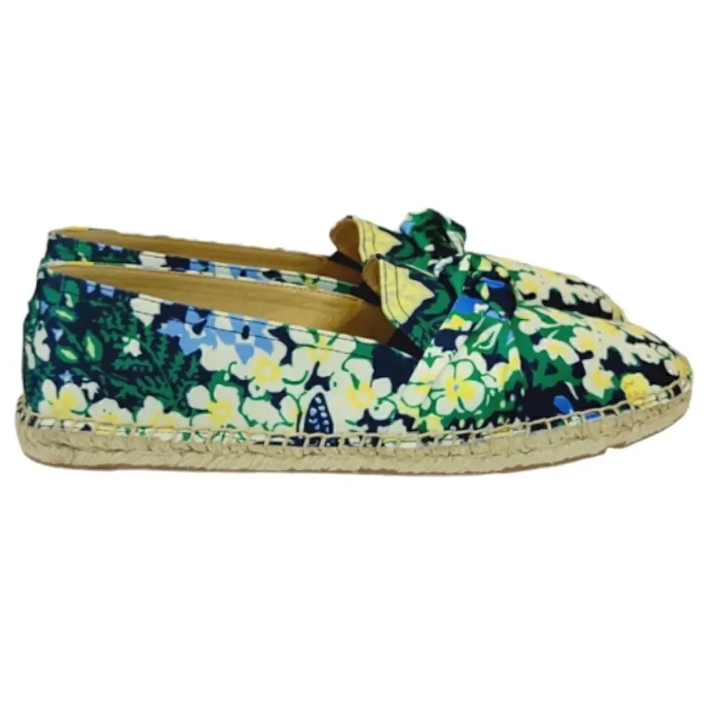 Talbots Izzy Butterfly Garden Knot Detail Sateen Espadrille Flats Shoe Size 8.5